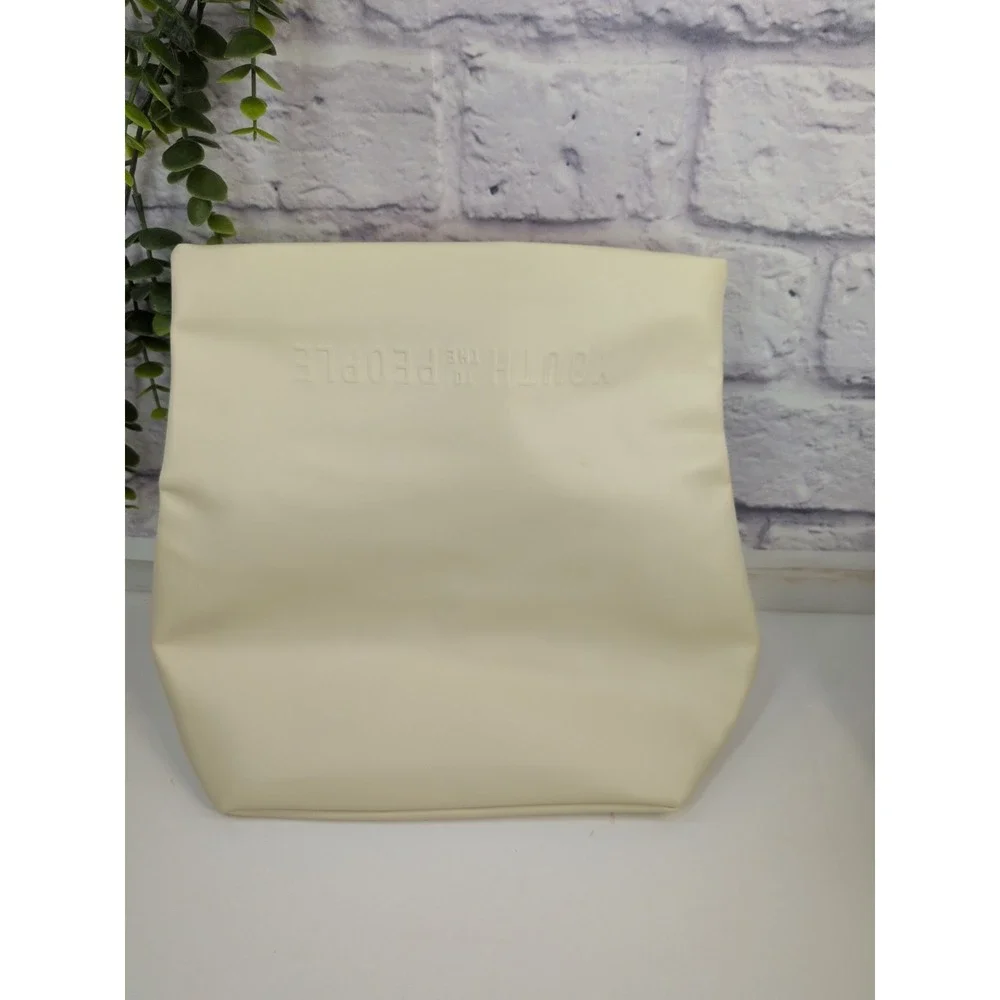 NWOT!😍Youth To The People Makeup Travel Bag Cosmetic Clutch Beige Expandable!